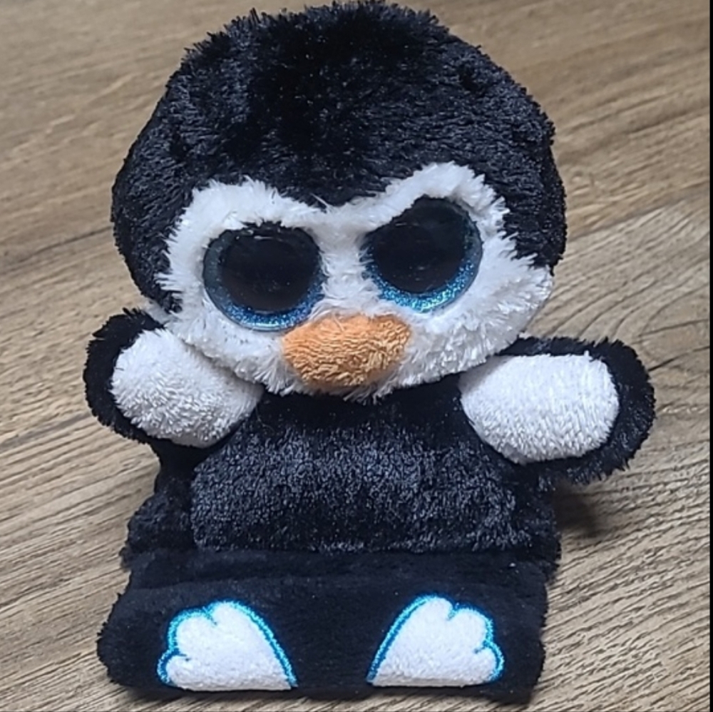 TY BEANIE BOOS PEEK-A-BOO 4" PENNI THE PENGUIN PLUSH PHONE HOLDER